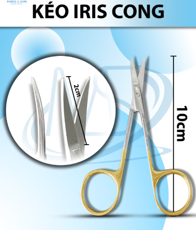 Kéo iris cắt chỉ 10cm cong, lưỡi 2cm
