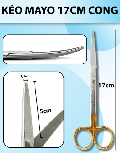 Kéo mayo 17cm cong, kéo cắt cân cơ nặng chắc khoẻ có tips TC