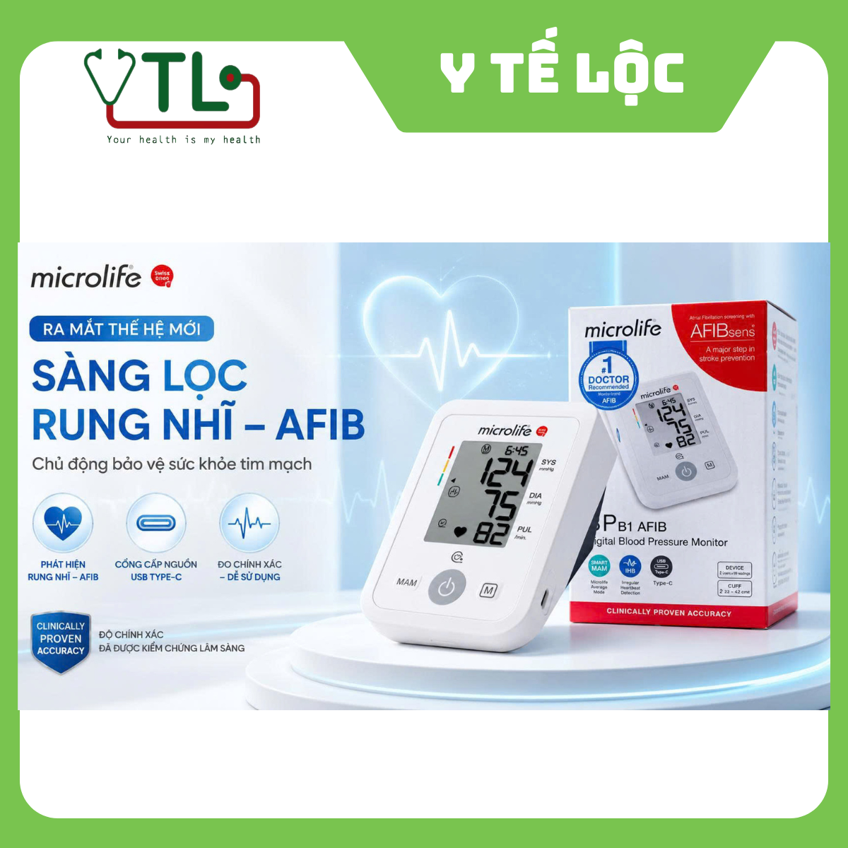 Máy Đo Huyết Áp Microlife B1 AFIB Ngừa Đột Quỵ Chuẩn Xác