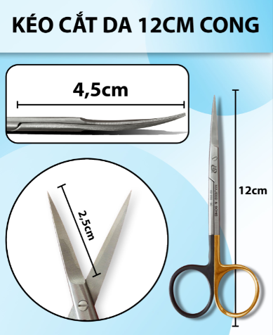 Kéo cắt da 12cm cong super cut + TC siêu bén hàng chất lượng cao, kéo super cut giữ cắt da không bị trượt