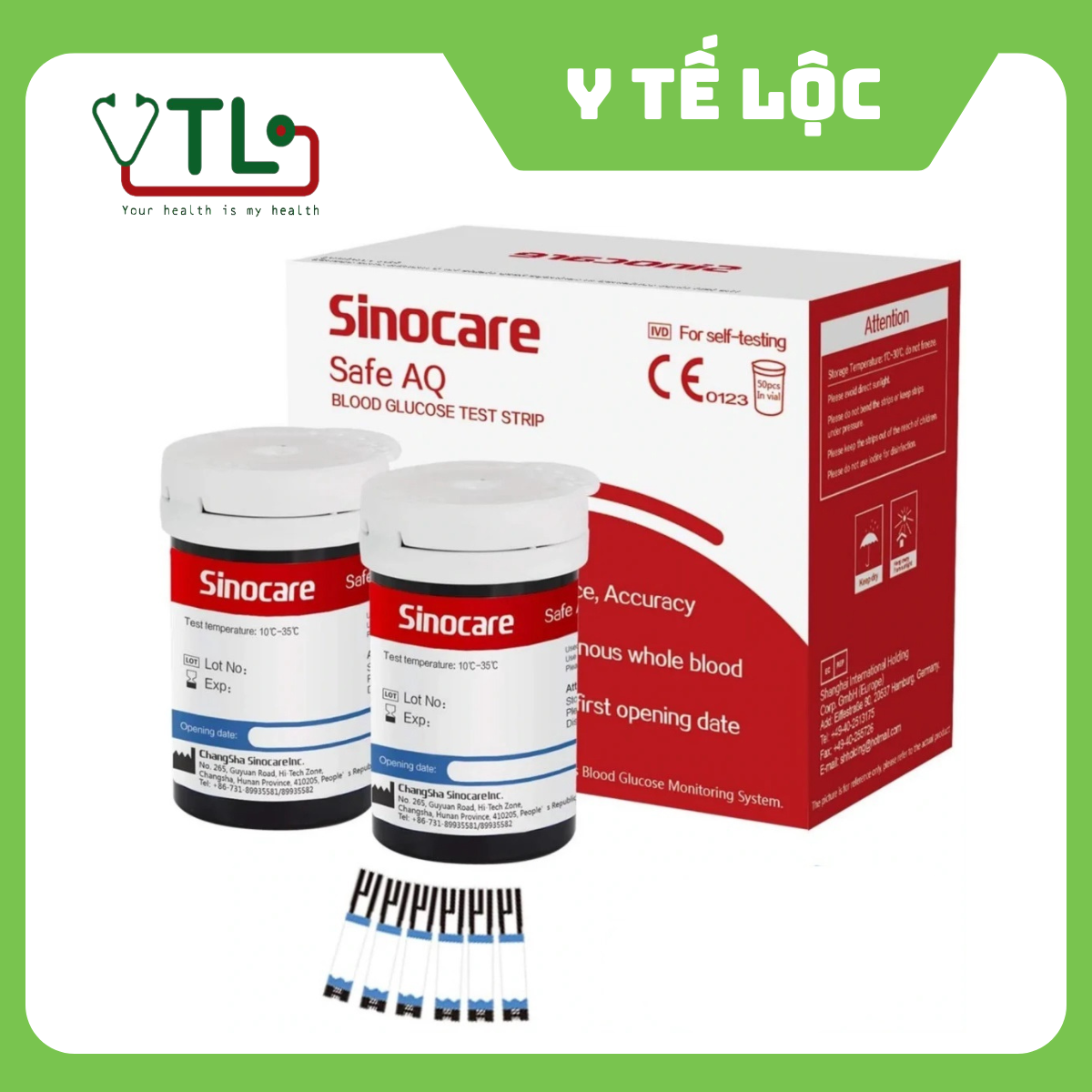 Que Thử Đường Huyết Sinocare Safe AQ Chính Hãng Hộp 25 Hoặc 50 Que