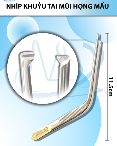 Nhíp khuỷu tai mũi họng 12.5cm Mấu, Đầu nhíp 1.5mm