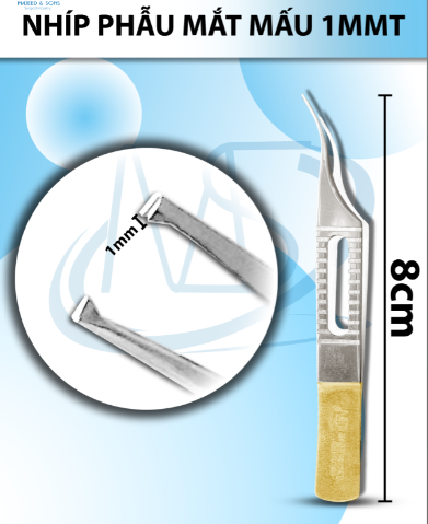 Nhíp phẫu mắt mấu siêu nhỏ dài 8cm đầu nhíp cong 1mmt