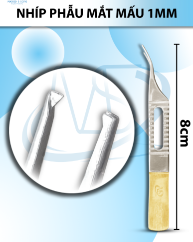 Nhíp phẫu mắt mấu siêu nhỏ dài 8cm đầu nhíp cong 1mm