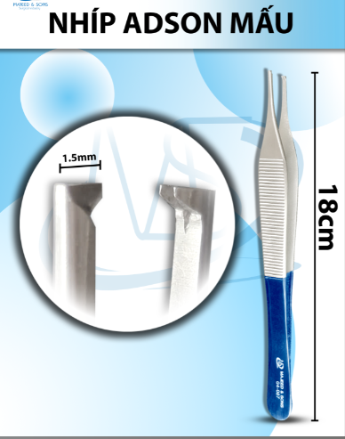 Nhíp Adson 18cm Mấu, đầu nhíp 1,5mm