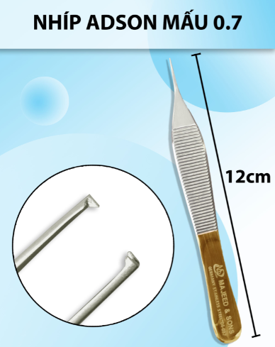 Nhíp adson mấu 0.7 nỉa adson mấu, nhíp y tế, nhíp bầu mấu, nhíp adson mấu to