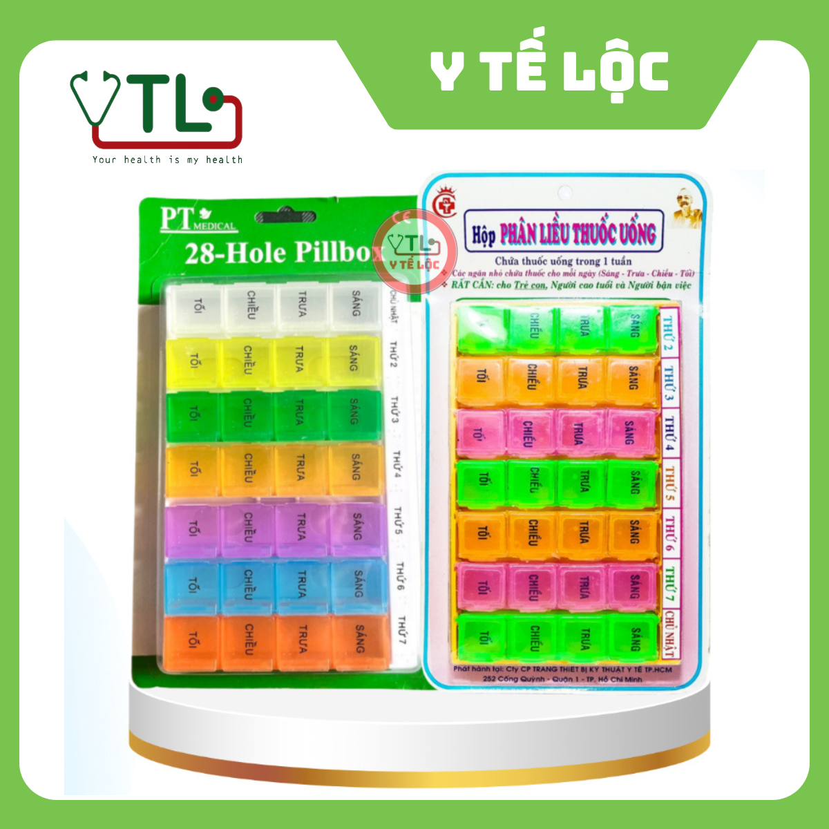 Hộp chia liều thuoc theo tuần, 7 ngày 28 ngăn PT Medical