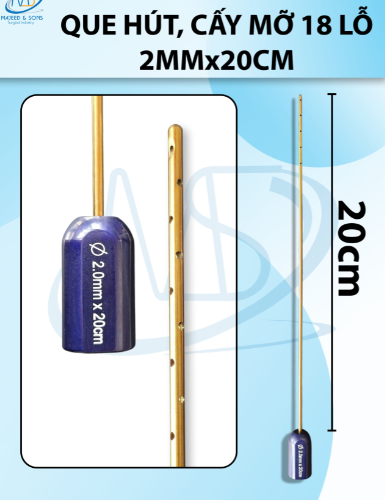 Que tiêm dung dịch, kim hút 18 lỗ 2mmx20cm