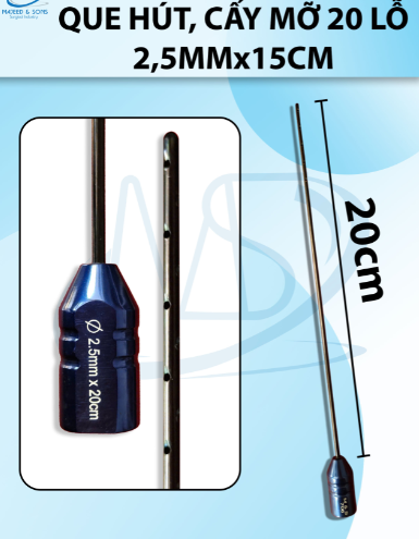 Que tiêm, que hút mỡ cấy 20 lỗ 2,5mmx15cm