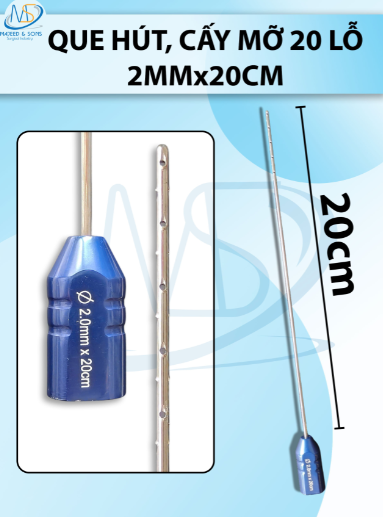 Que hút mỡ cấy 20 lỗ, que hút lỗ sắc bén cắt mỡ tốt 2mmx20cm
