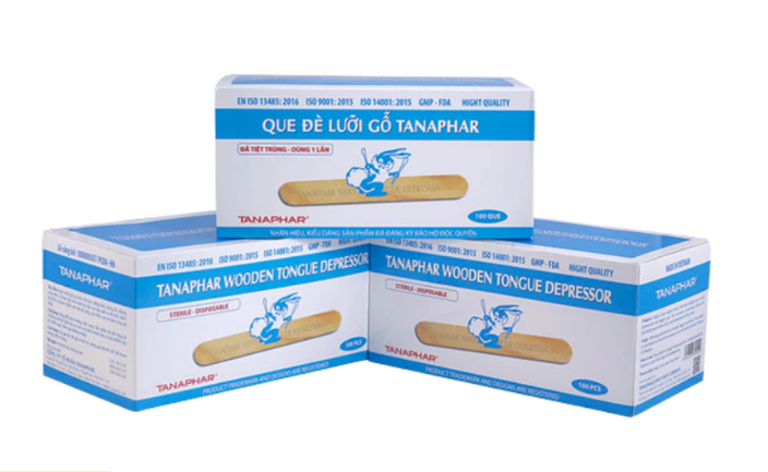 Que đè lưỡi gỗ tiệt trùng từng cây TANAPHAR (Hộp/100 cây)