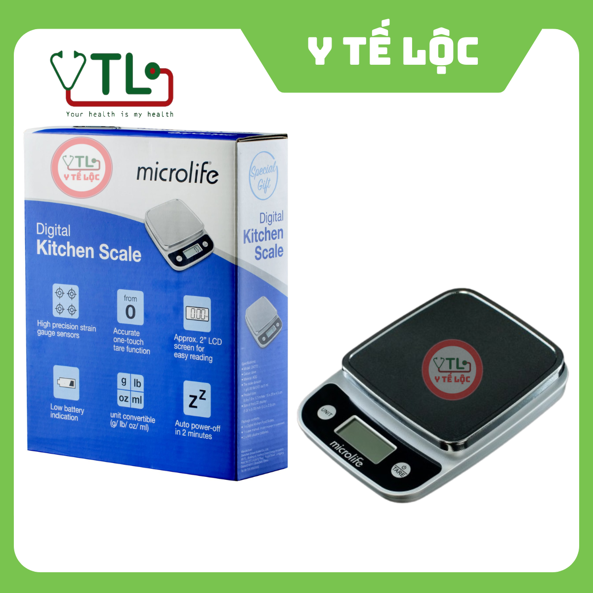 Cân Tiểu Ly Điện Tử Nhà Bếp Microlife CK722, Tiện Lợi, Dễ Dùng, Tối Đa 5kg