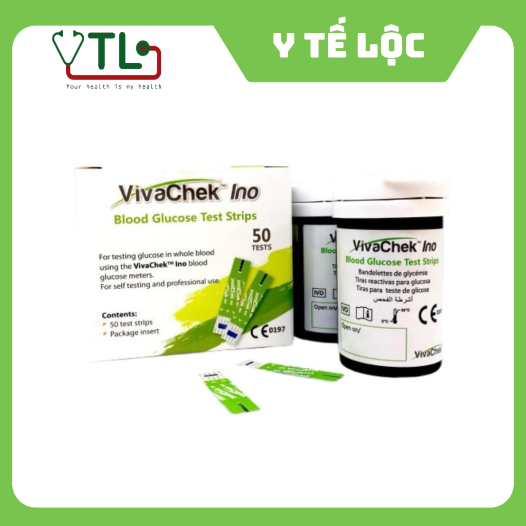Que thử đường huyết VivaChek Ino (Hộp 50 que rời hoặc tách lẻ lọ 25 )