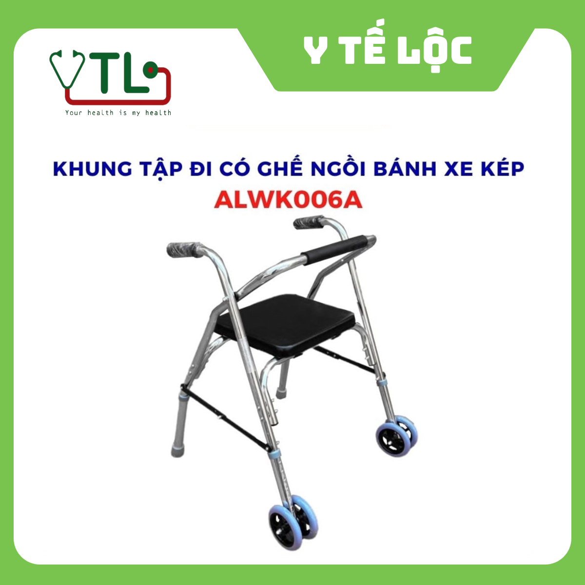 Khung Tập Đi Có Ghế Ngồi Bánh Xe Kép OROMI ALWK006A – Hỗ Trợ Di Chuyển An Toàn, Tiện Lợi