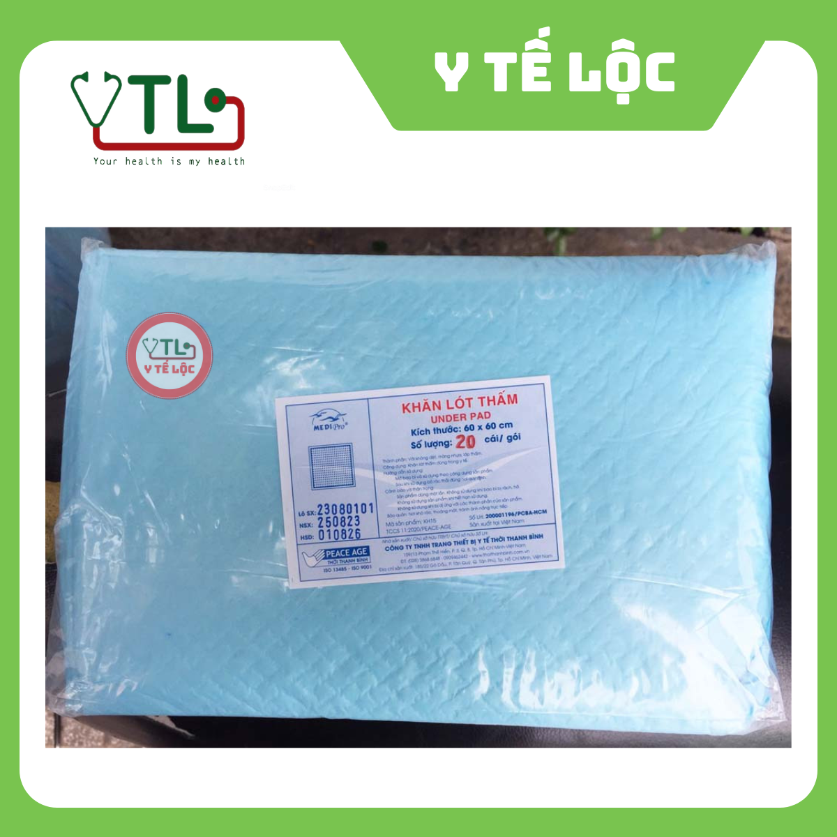 Khăn Lót Chống Thấm Thanh Bình 60 x 60cm (Gói 20 Cái) – Siêu Thấm Hút
