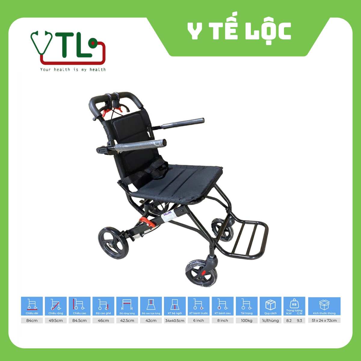 Xe Lăn Du Lịch Gấp Gọn Siêu Nhẹ OROMI XL-84S