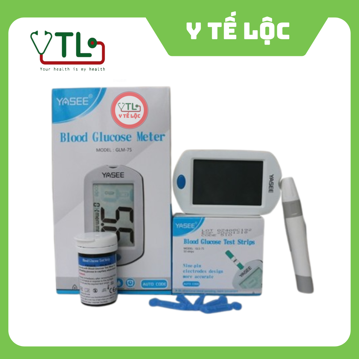 Máy đo đường huyết Yasee Đức (Kèm 25 que thử và 25 Kim)