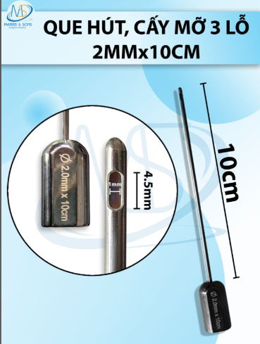 Que hút mỡ, kim hút mỡ 3 lỗ 2mmx10cm, 3ỗ D4,5 R1