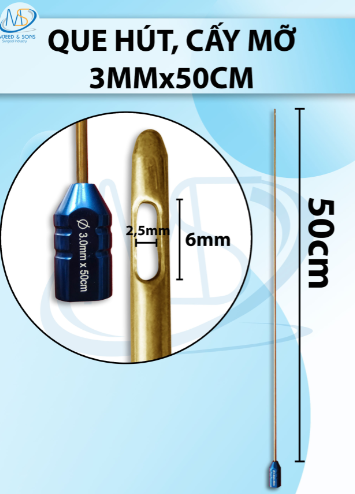 Que hút 50cm x 3mm , 2 lỗ 6 x 3mm
