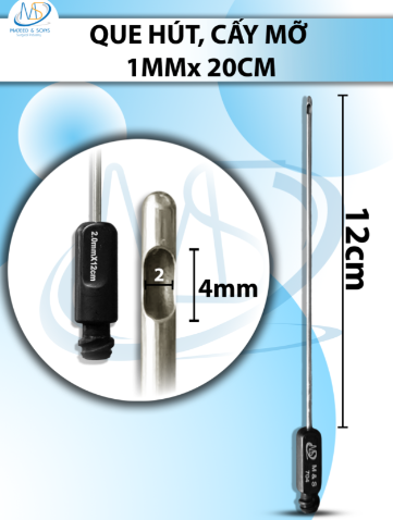 Que hút, cấy mỡ 1 lỗ 2mmx12cm