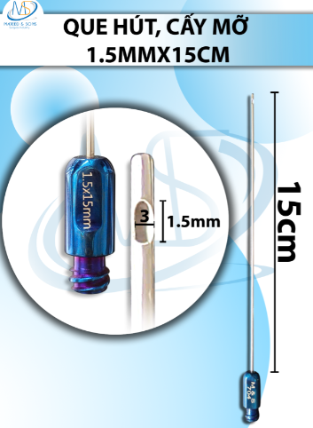 Que hút, cấy mỡ 1 lỗ 1,5mmx15cm,lỗ 3x1,5mm