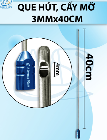 Que hút mỡ 40cmx4mm , 1 lỗ