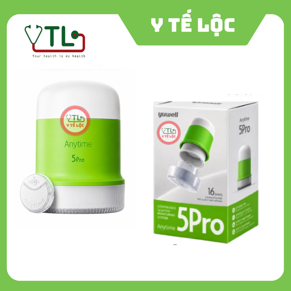 Máy theo dõi đường huyết liên tục CGM YUWELL Anytime 5Pro – Theo dõi 24/7 trong 16 ngày
