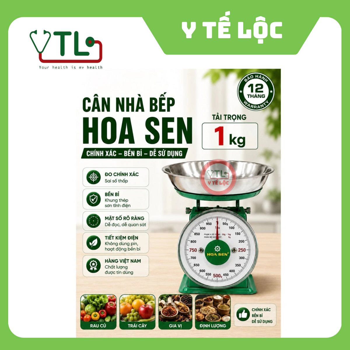 Cân đồng hồ Hoa Sen Loại 1kg