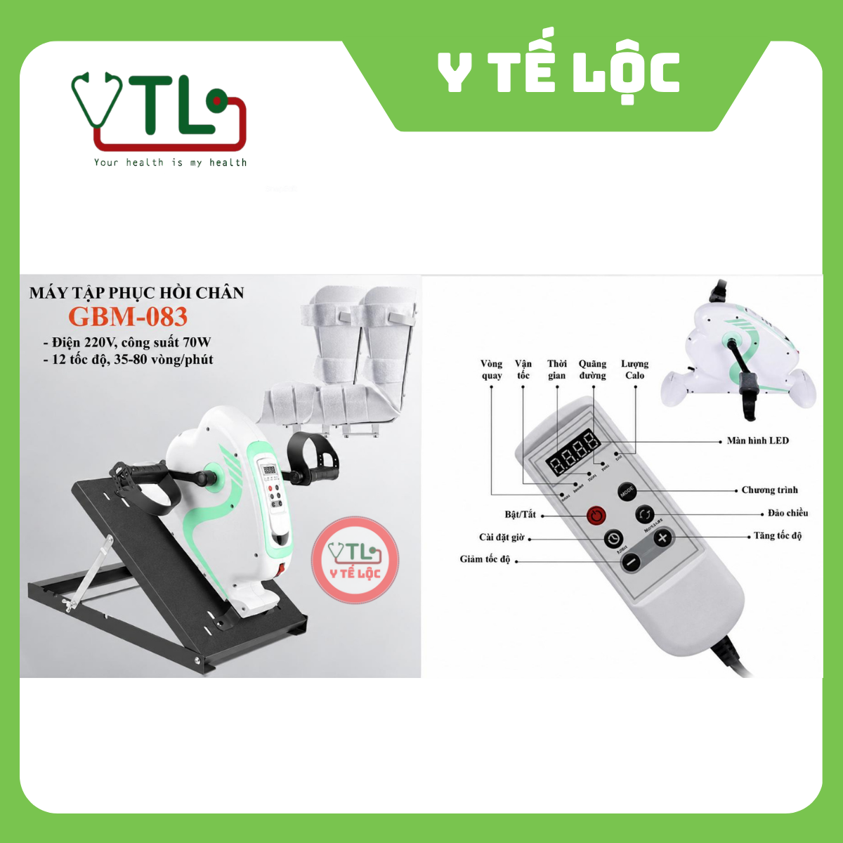 Máy tập phục hồi chân GBM-083 , hỗ trợ phục hồi tai biến, người già tập vận động tay chân