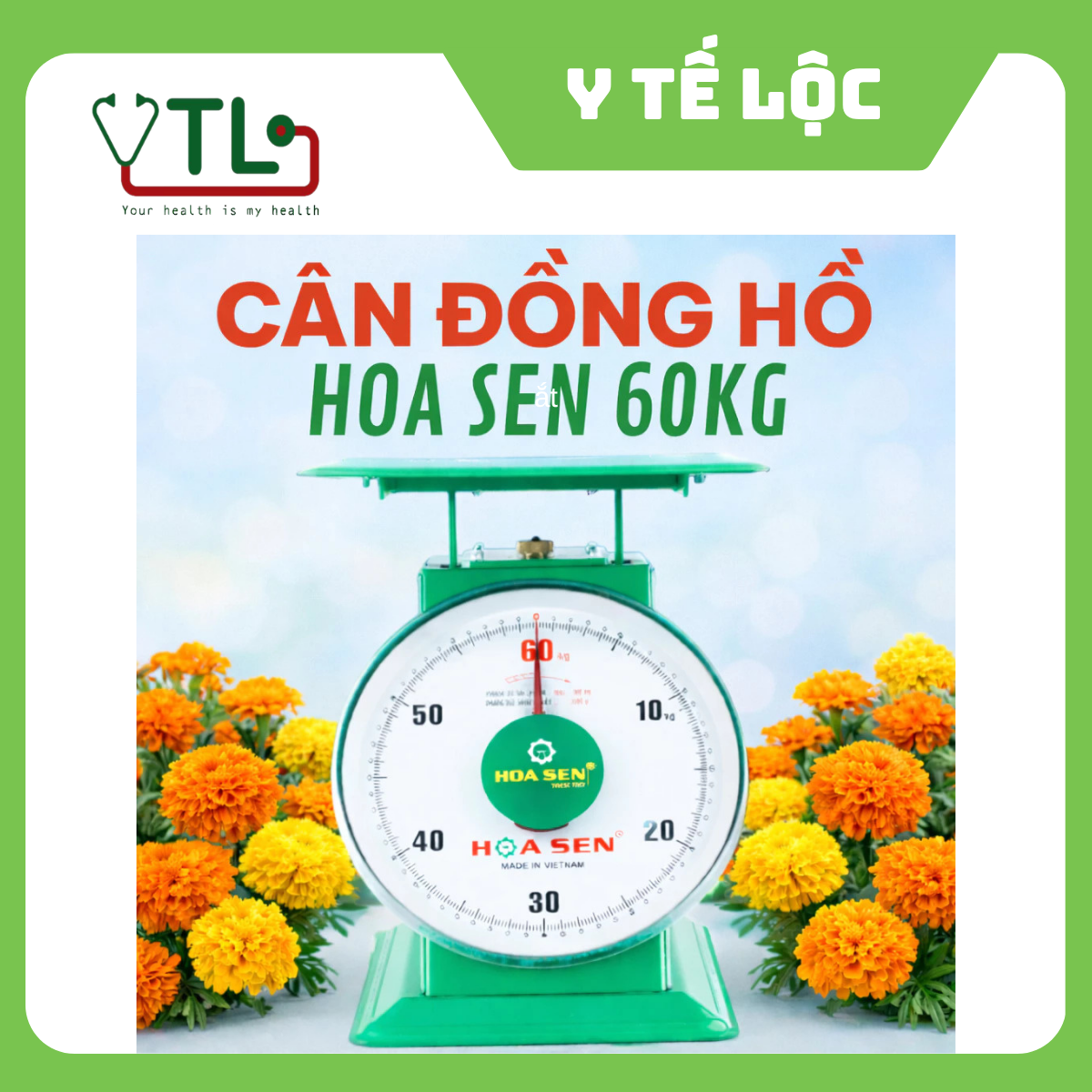 Cân Đồng Hồ 60kg Hoa Sen Chính Hãng Đĩa Sắt Hoặc Đĩa Inox