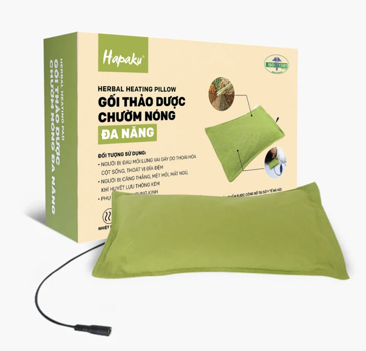 Gối Chườm Thảo Dược Đa Năng Hapaku – Làm Nóng Bằng Điện