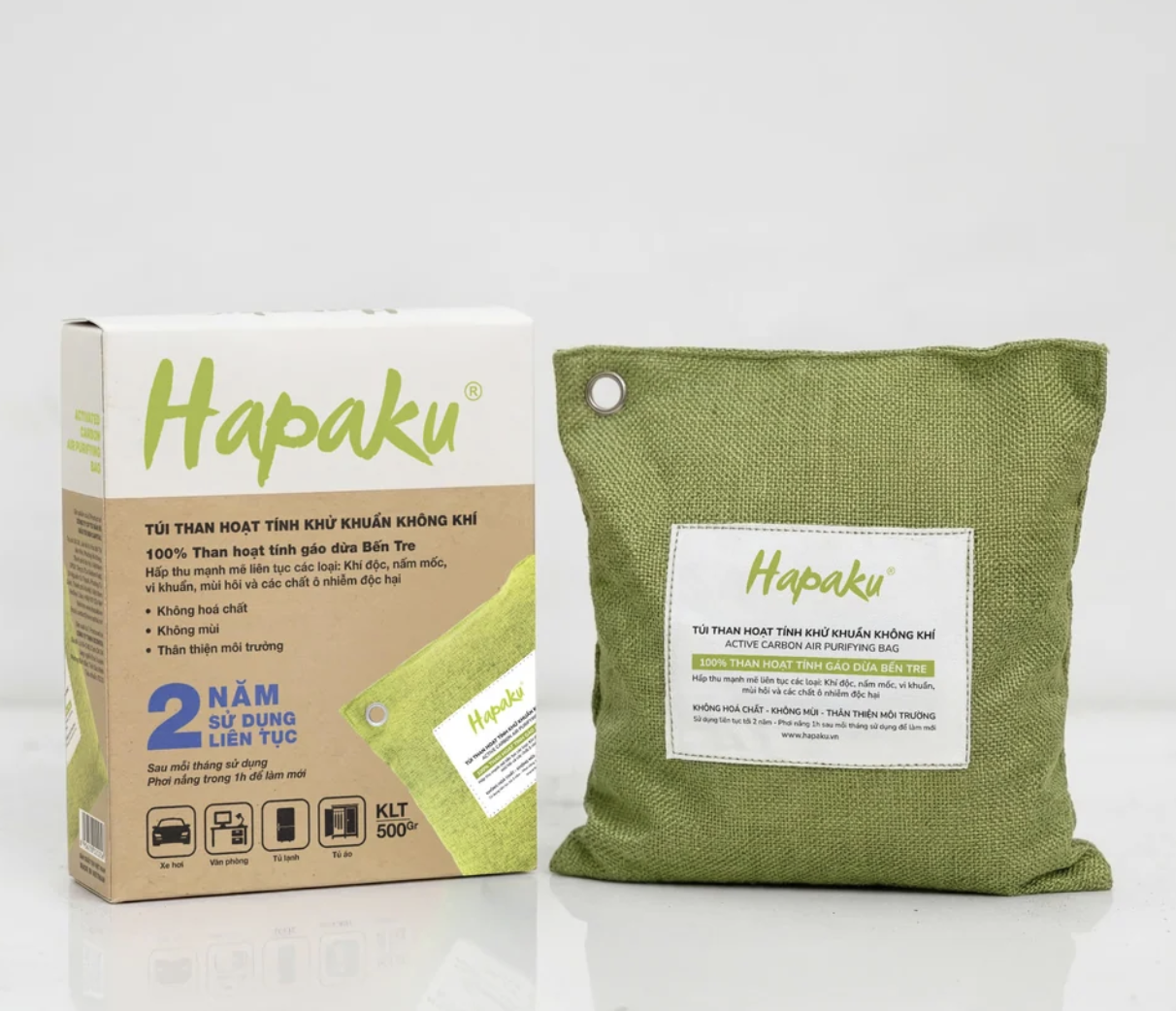 Túi Than Hoạt Tính Gáo Dừa Bến Tre Hapaku 500G