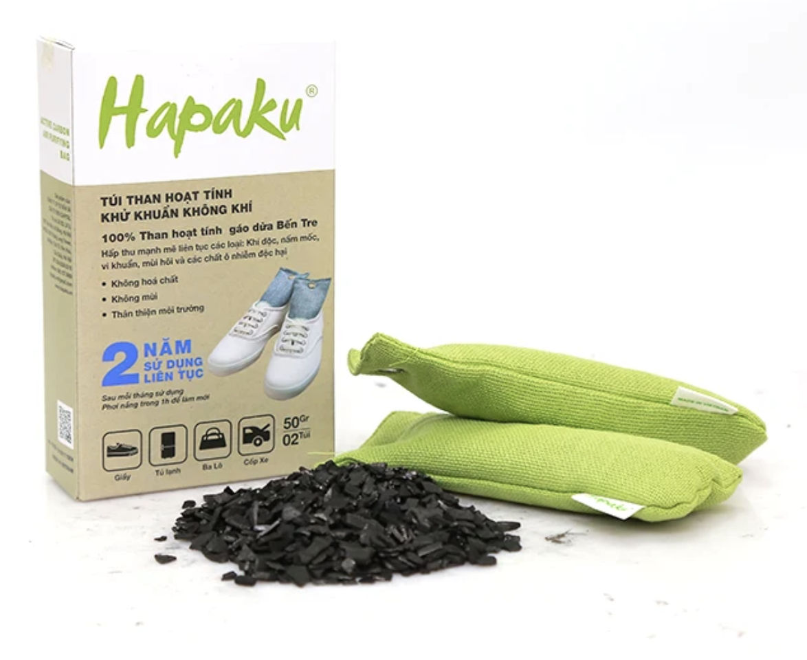 Túi Than Hoạt Tính Gáo Dừa Bến Tre Hapaku 50G x 2 Túi