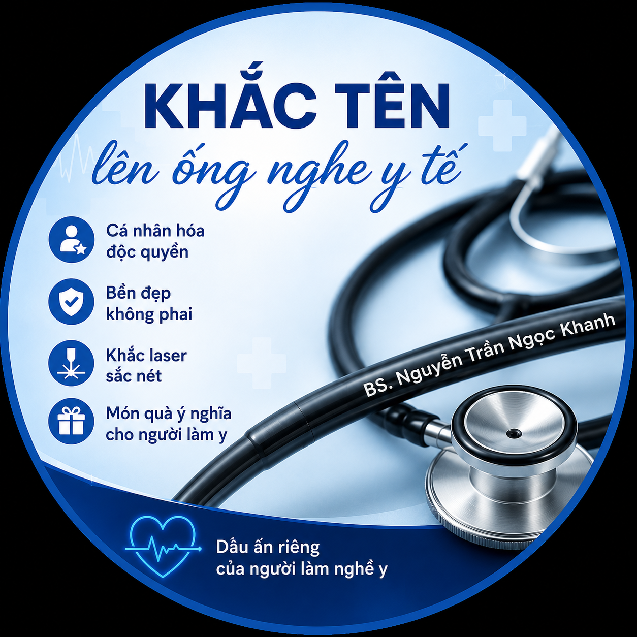 Dịch Vụ Khắc Tên Lên Ống Nghe Y Tế Bằng Laser Tại Y Tế Lộc – Bền Đẹp, Chuyên Nghiệp, Giá Chỉ 50.000đ